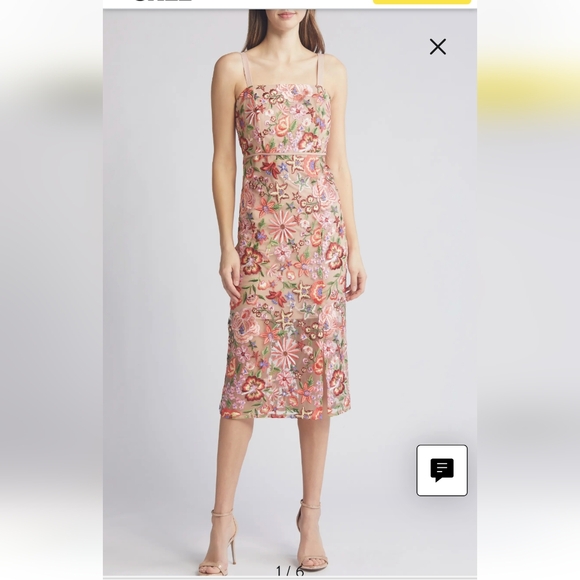 Sam Edelman Floral Embroidered Midi Sheath Dress New with Tags - Picture 8 of 12